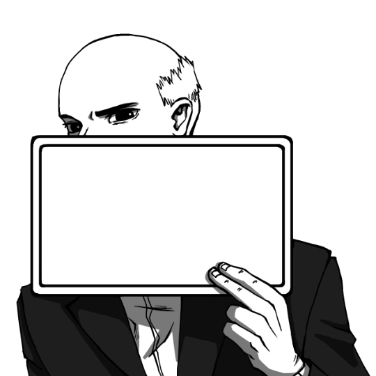 oori holding a blank sign, waiting for your words.