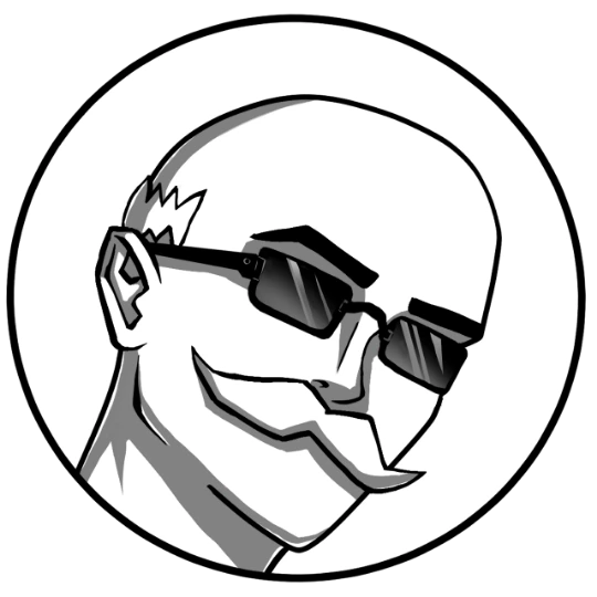 oori grinning in sunglasses inside a round badge.
